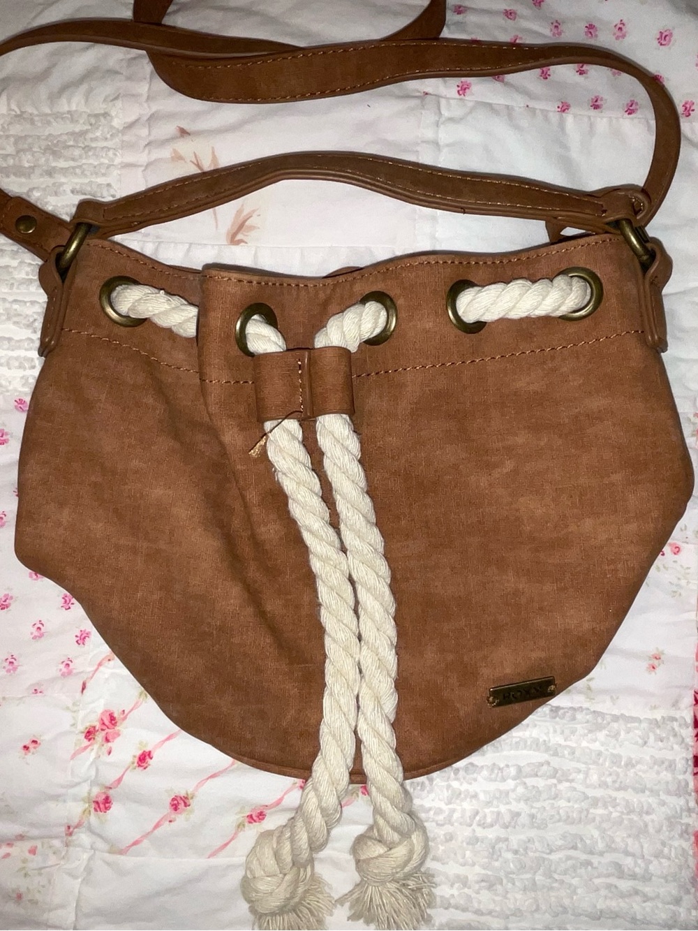 Roxy Casual Brown Rope-Accent Bucket Bag